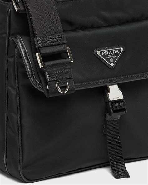 prada re-nylon and saffiano leather shoulder bag